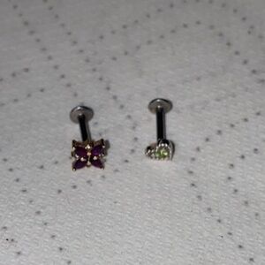 Butterfly and Heart Stud Earrings